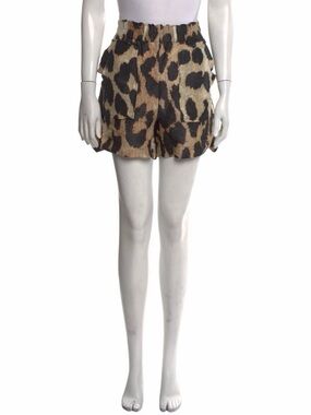 Ganni Leopard-Pattern Shorts - Black & Tan